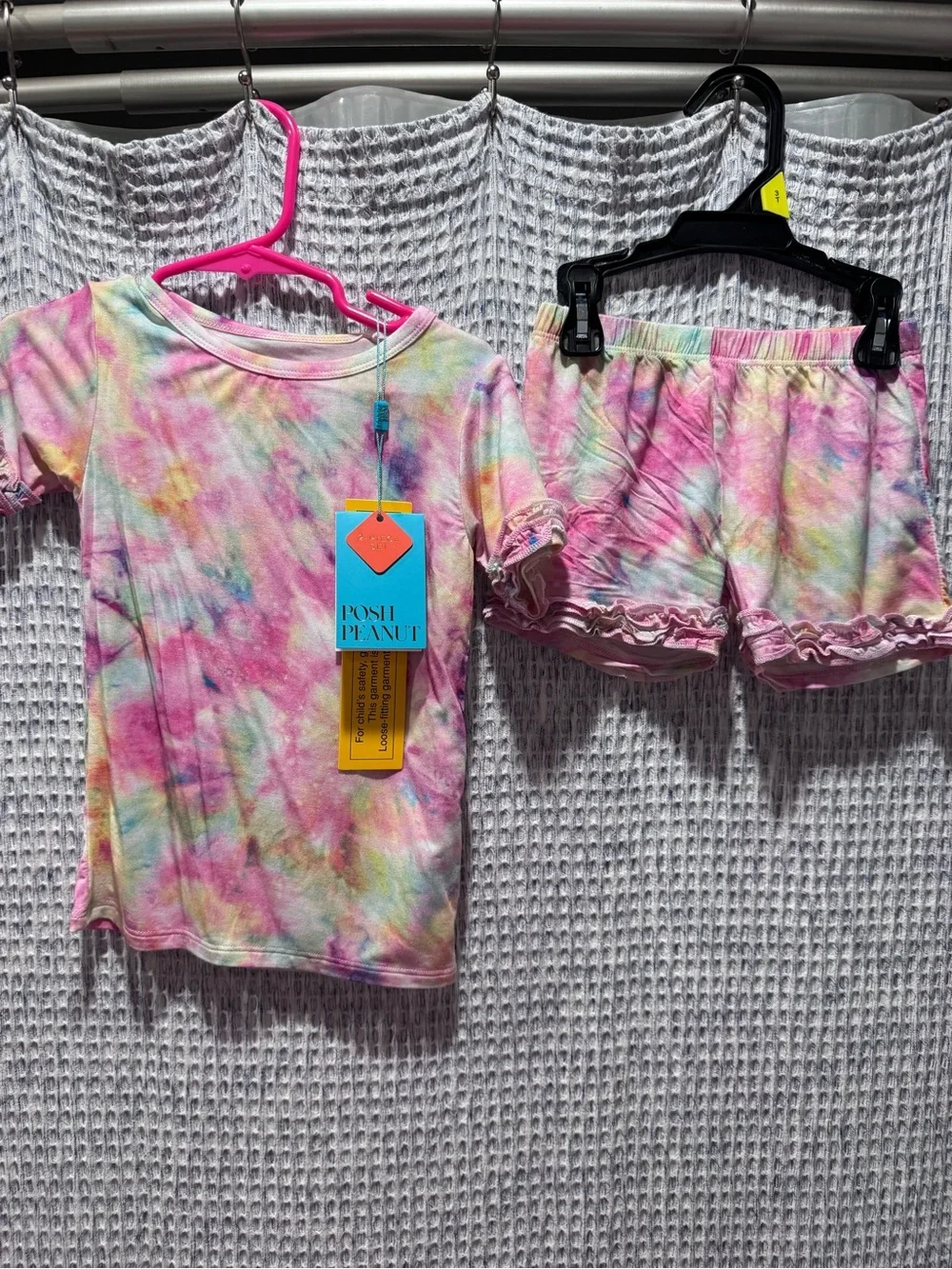 Posh Peanut Joplin Girls' Pink Tie-Dye Short Pajama Set